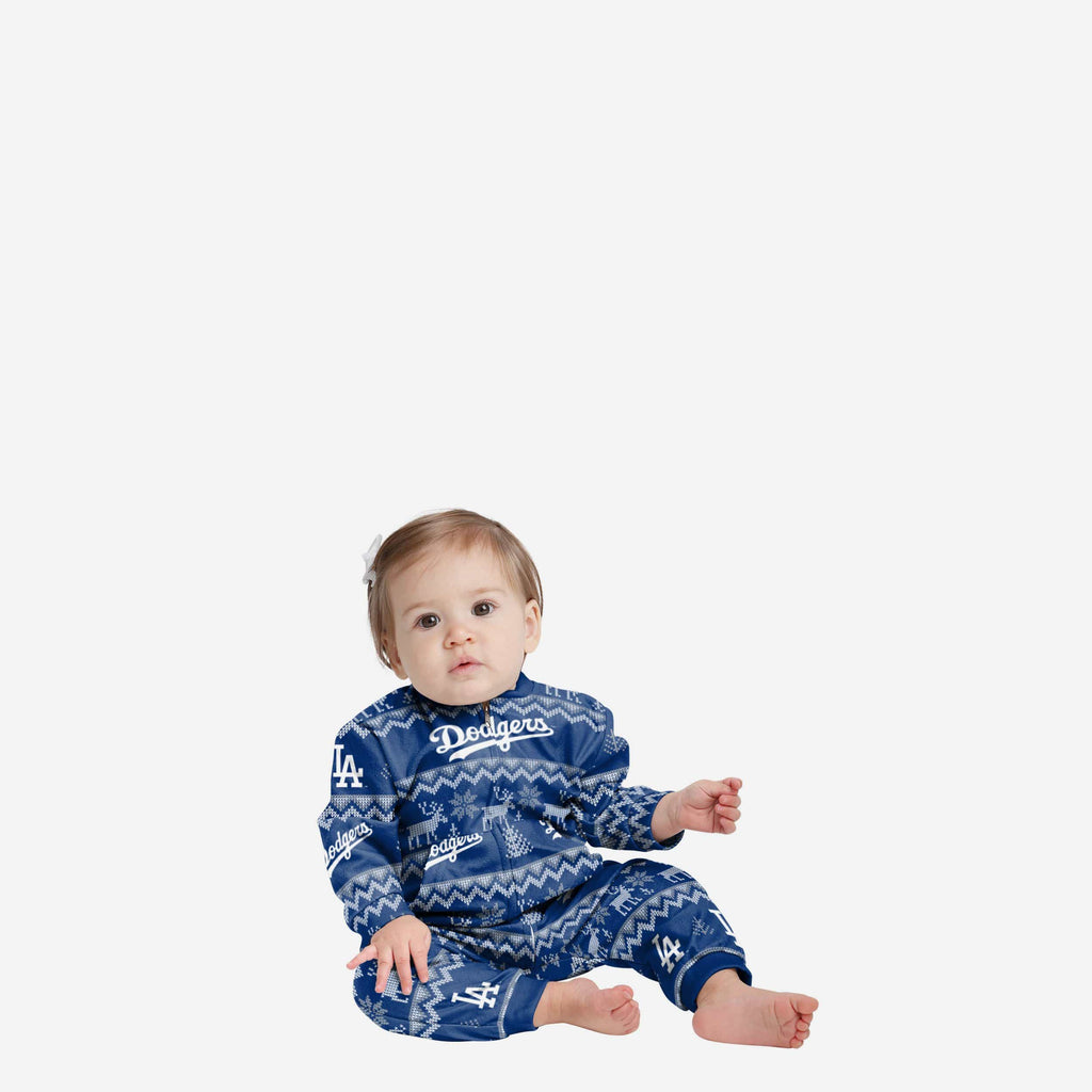 Los Angeles Dodgers Infant Ugly Pattern Family Holiday Pajamas FOCO 12 mo - FOCO.com