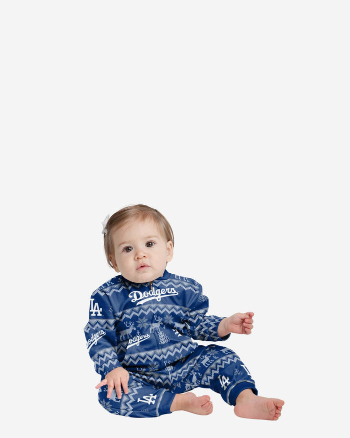 Los Angeles Dodgers Infant Ugly Pattern Family Holiday Pajamas FOCO 12 mo - FOCO.com