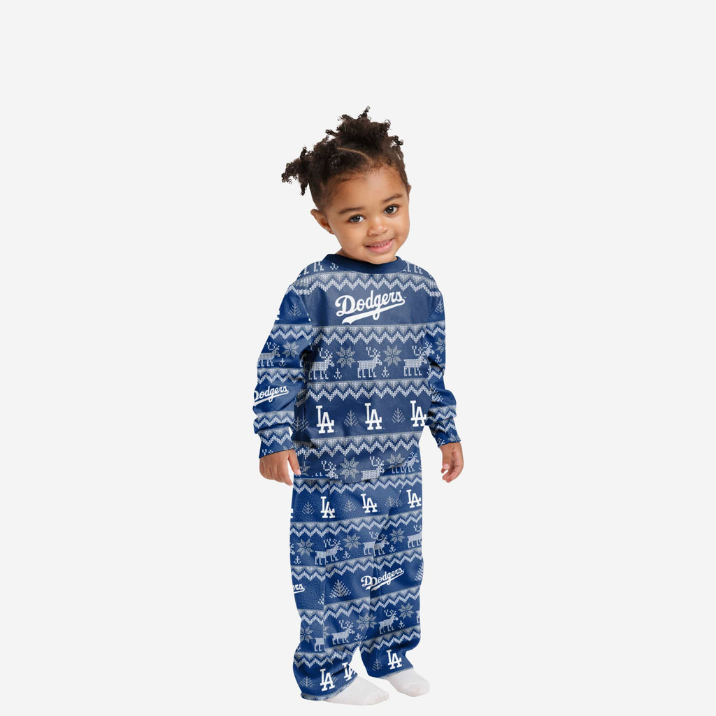 Los Angeles Dodgers Toddler Ugly Pattern Family Holiday Pajamas FOCO 2T - FOCO.com