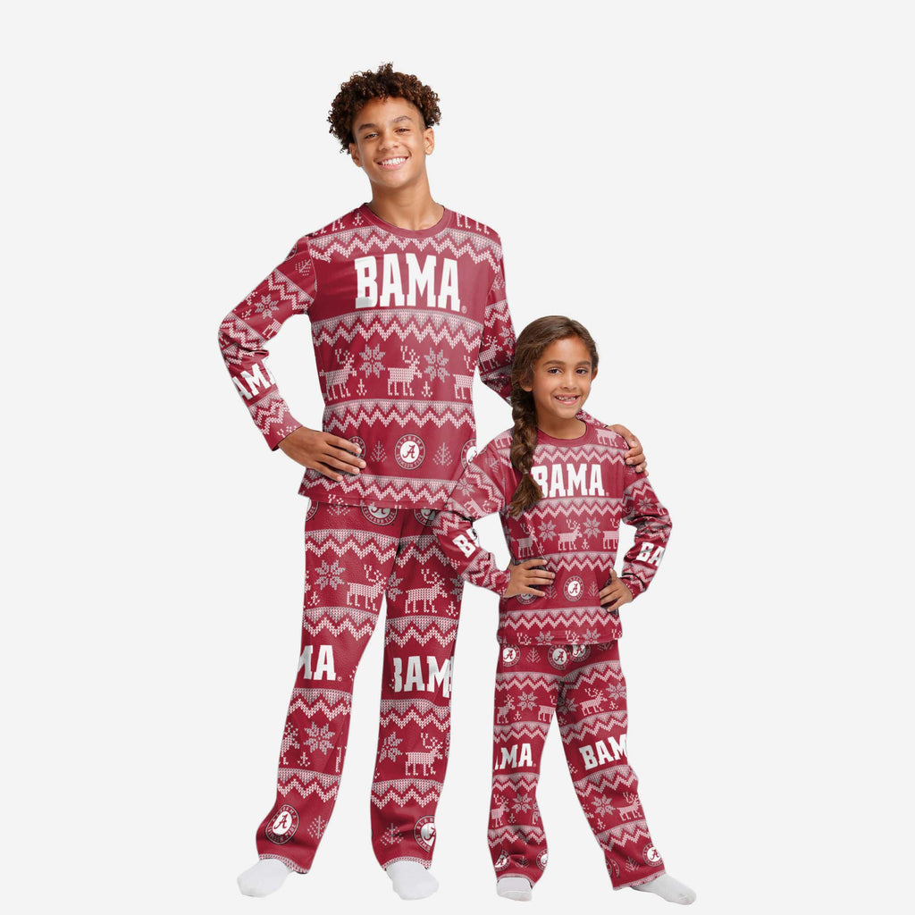 Alabama Crimson Tide Youth Ugly Pattern Family Holiday Pajamas FOCO 4 - FOCO.com