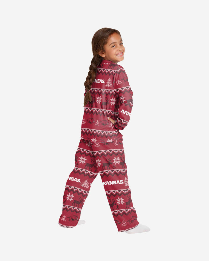 Arkansas Razorbacks Youth Ugly Pattern Family Holiday Pajamas FOCO - FOCO.com