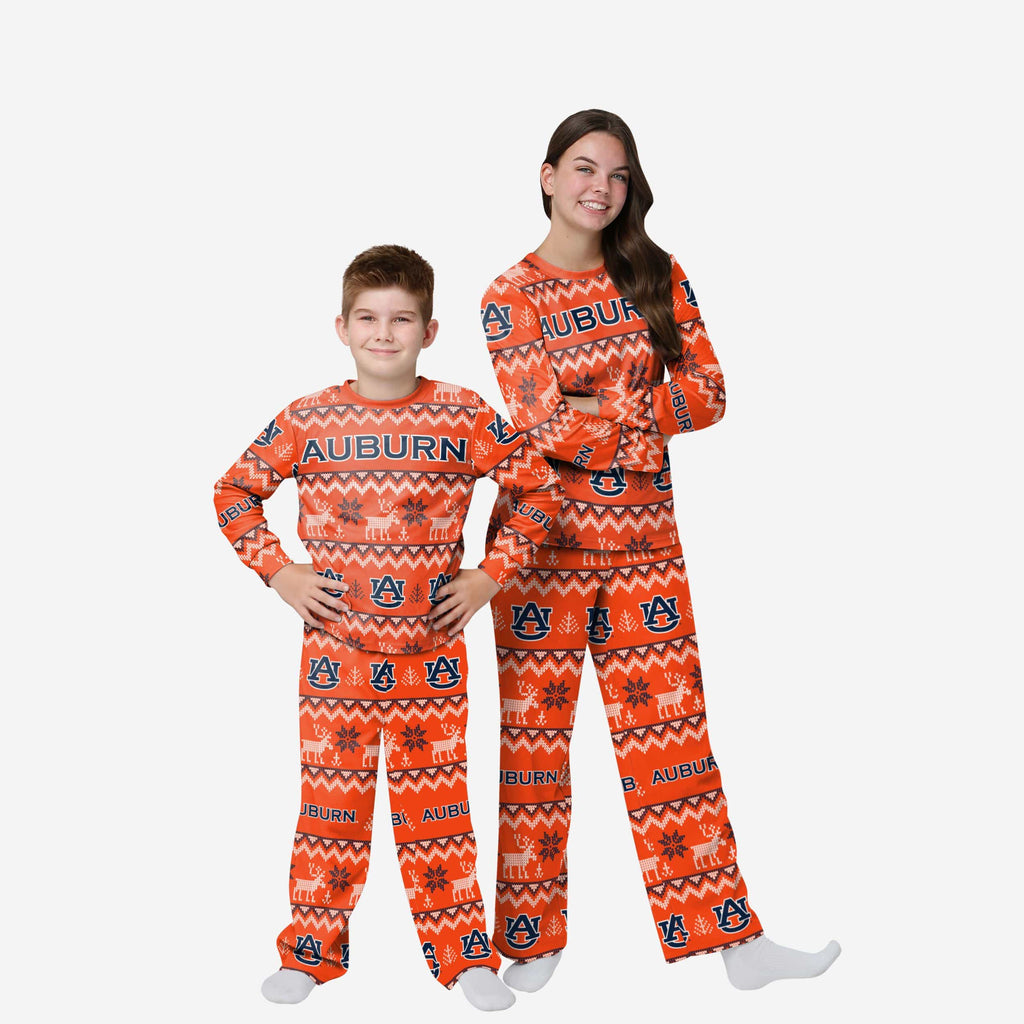 Auburn Tigers Youth Ugly Pattern Family Holiday Pajamas FOCO 4 - FOCO.com