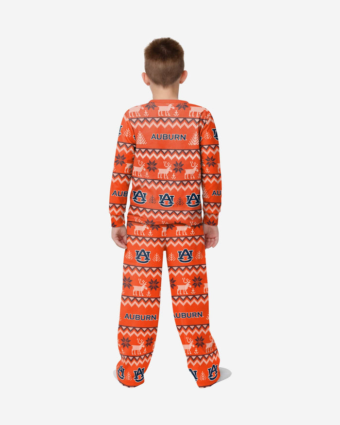 Auburn Tigers Youth Ugly Pattern Family Holiday Pajamas FOCO - FOCO.com
