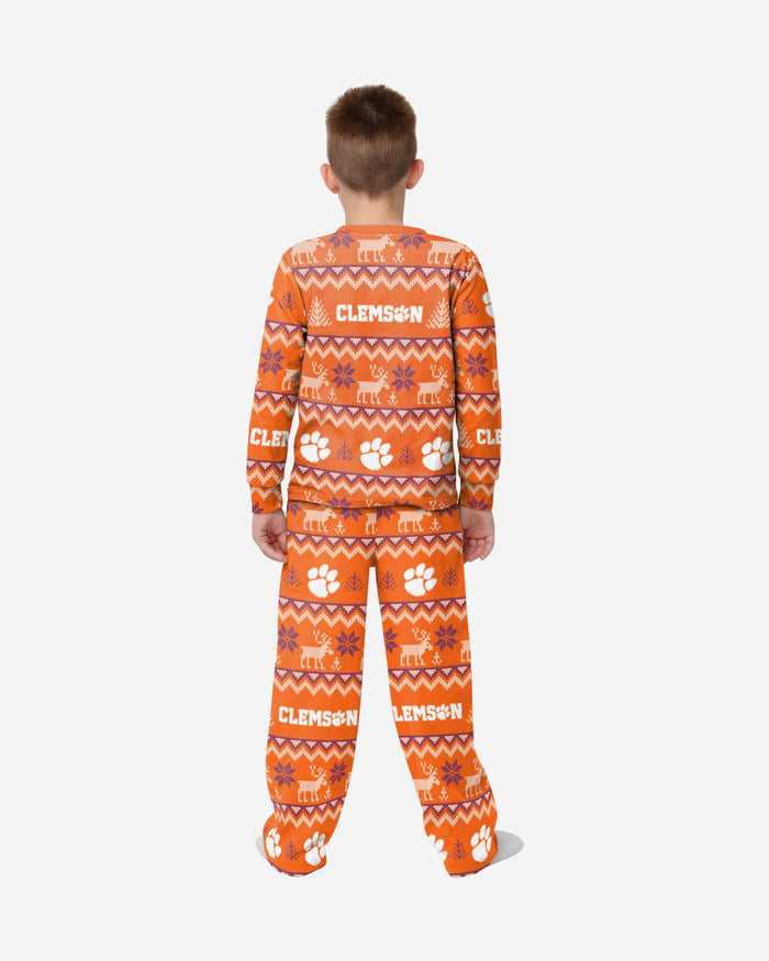 Clemson Tigers Youth Ugly Pattern Family Holiday Pajamas FOCO - FOCO.com