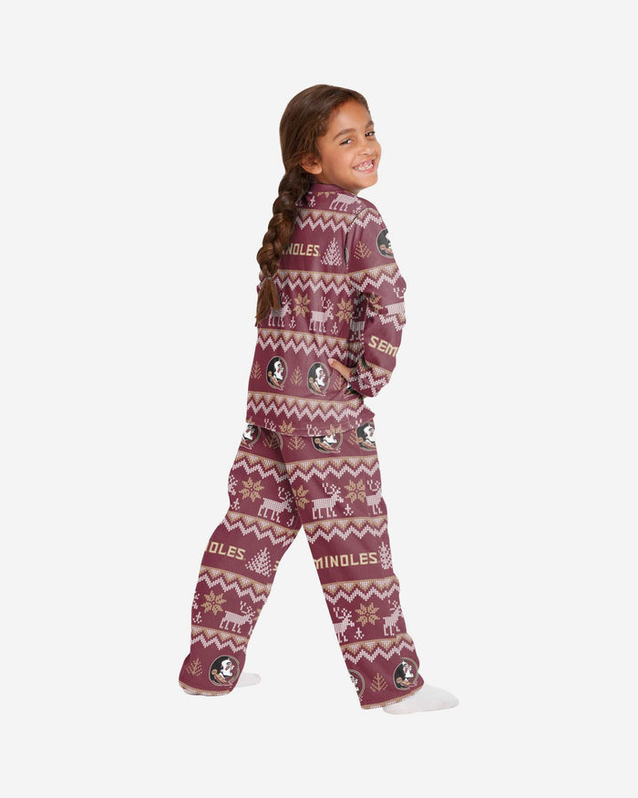 Florida State Seminoles Youth Ugly Pattern Family Holiday Pajamas FOCO - FOCO.com