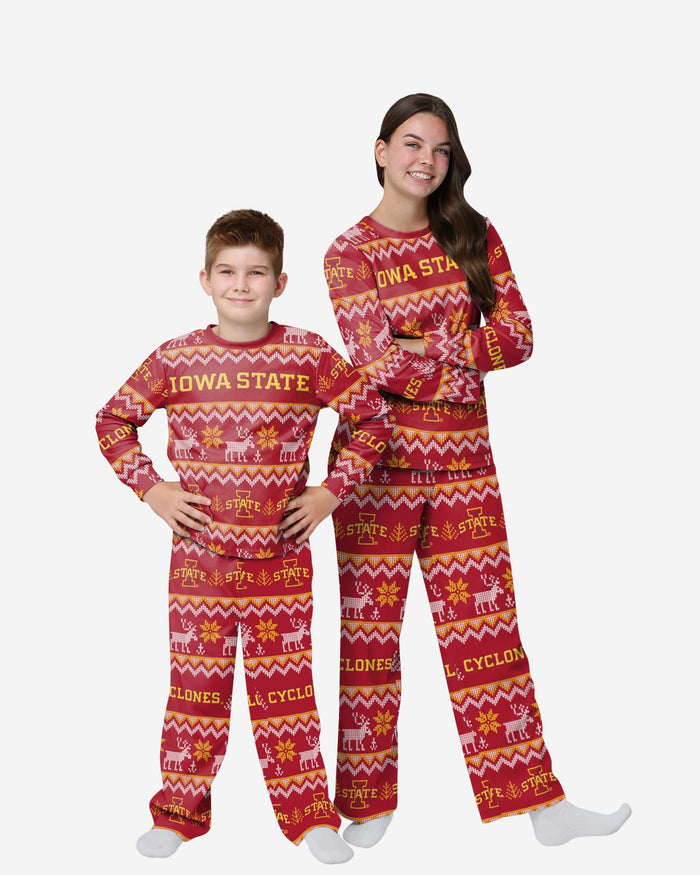 Iowa State Cyclones Youth Ugly Pattern Family Holiday Pajamas FOCO 4 - FOCO.com