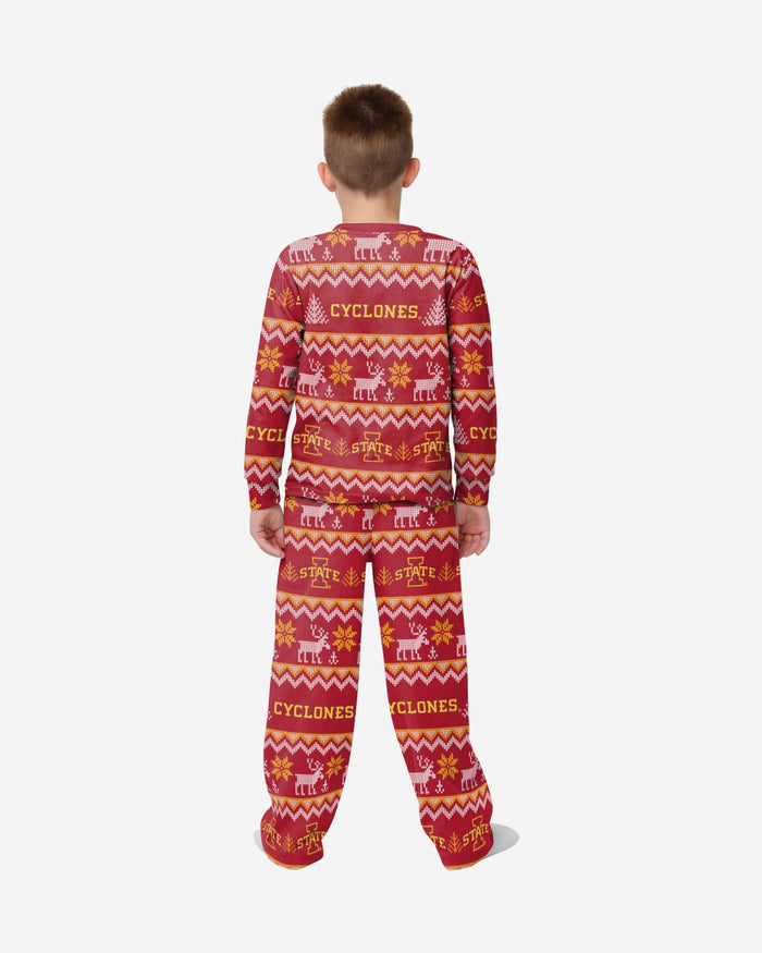 Iowa State Cyclones Youth Ugly Pattern Family Holiday Pajamas FOCO - FOCO.com