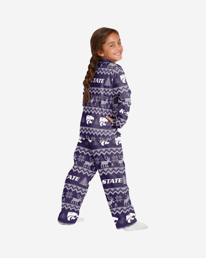 Kansas State Wildcats Youth Ugly Pattern Family Holiday Pajamas FOCO - FOCO.com