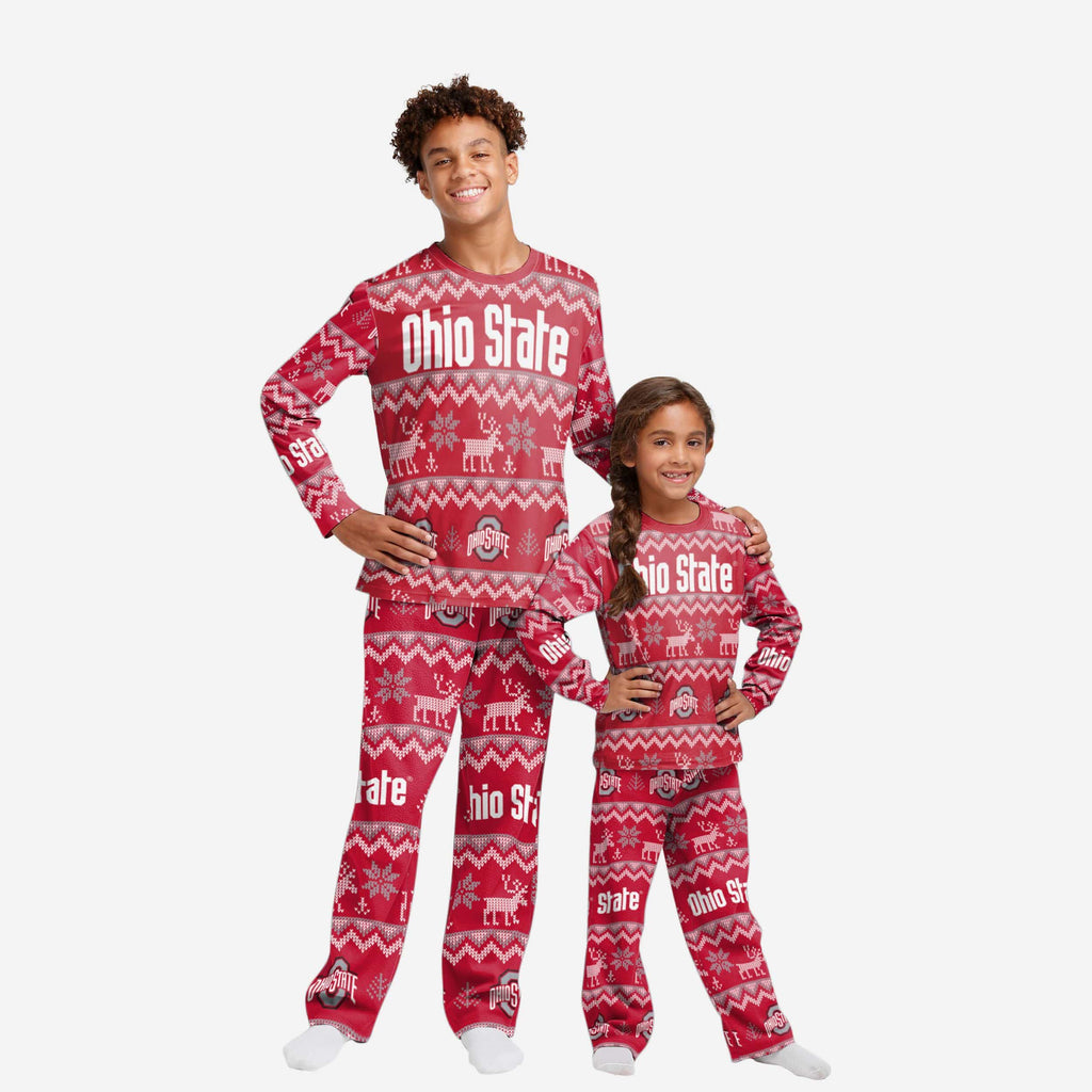 Ohio State Buckeyes Youth Ugly Pattern Family Holiday Pajamas FOCO 4 - FOCO.com