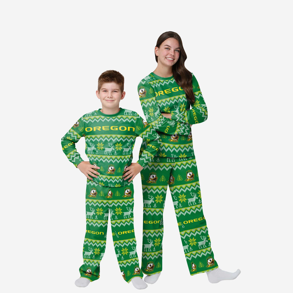 Oregon Ducks Youth Ugly Pattern Family Holiday Pajamas FOCO 4 - FOCO.com