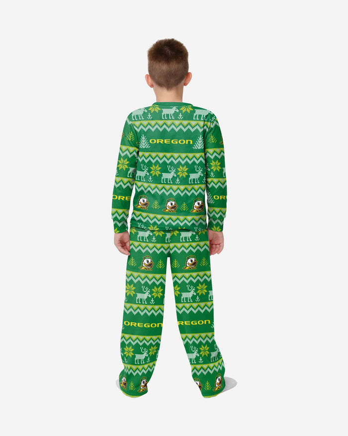 Oregon Ducks Youth Ugly Pattern Family Holiday Pajamas FOCO - FOCO.com