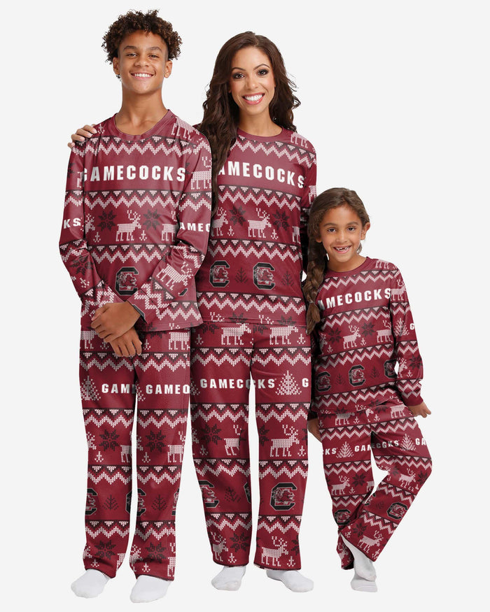 South Carolina Gamecocks Youth Ugly Pattern Family Holiday Pajamas FOCO - FOCO.com