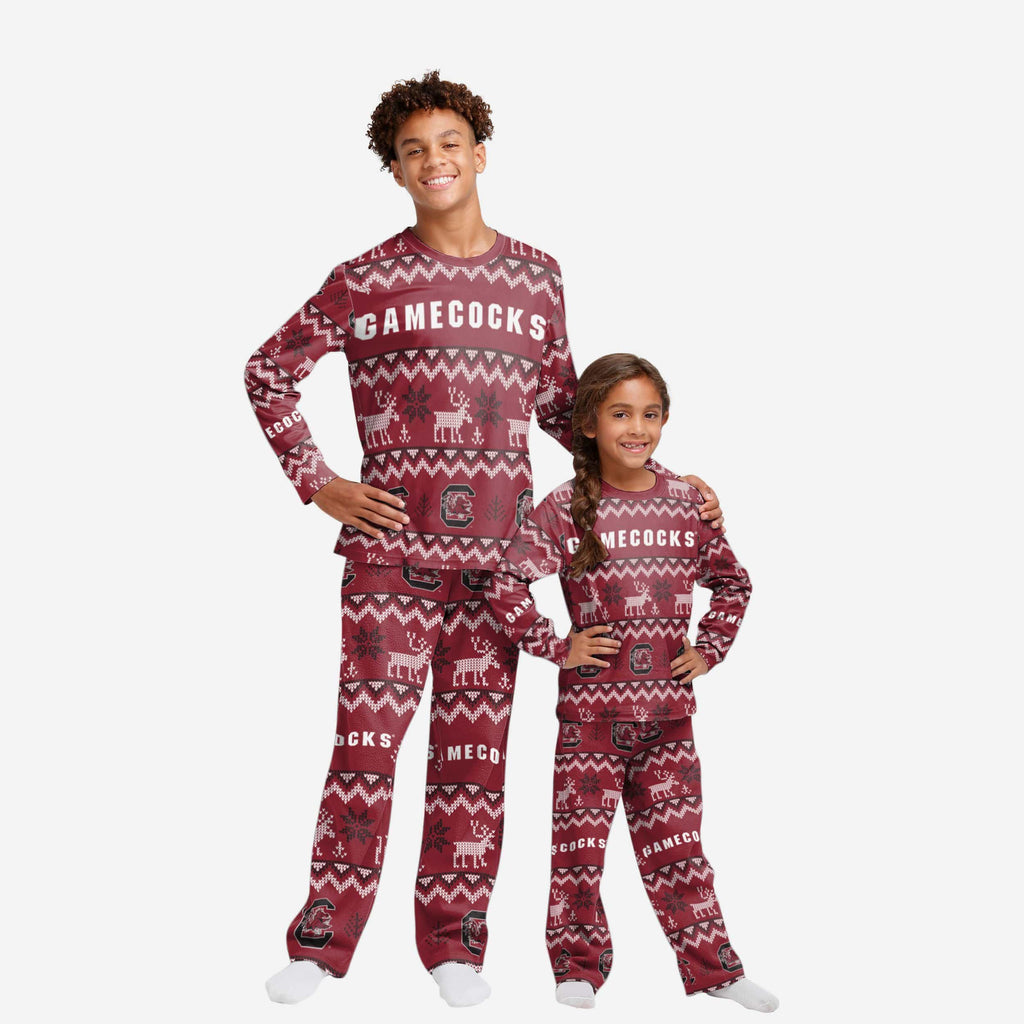 South Carolina Gamecocks Youth Ugly Pattern Family Holiday Pajamas FOCO 4 - FOCO.com