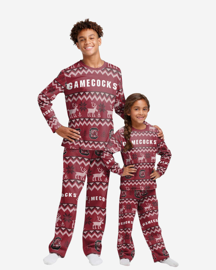 South Carolina Gamecocks Youth Ugly Pattern Family Holiday Pajamas FOCO 4 - FOCO.com
