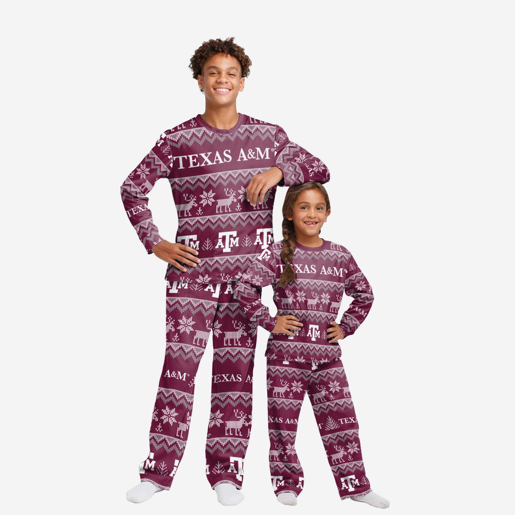 Texas A&M Aggies Youth Ugly Pattern Family Holiday Pajamas FOCO 4 - FOCO.com