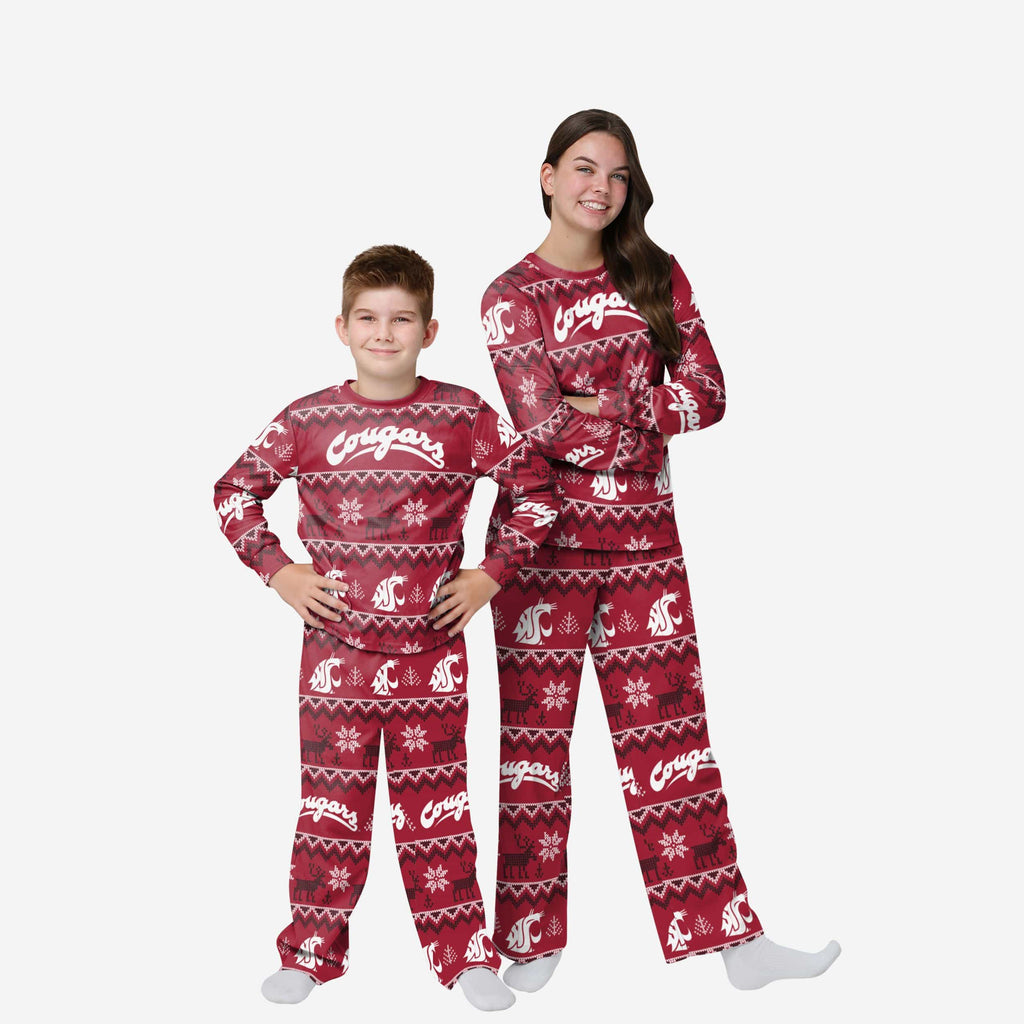 Washington State Cougars Youth Ugly Pattern Family Holiday Pajamas FOCO 4 - FOCO.com