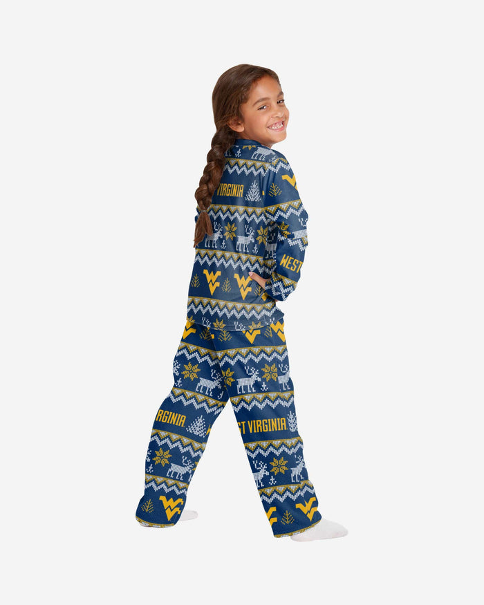 West Virginia Mountaineers Youth Ugly Pattern Family Holiday Pajamas FOCO - FOCO.com