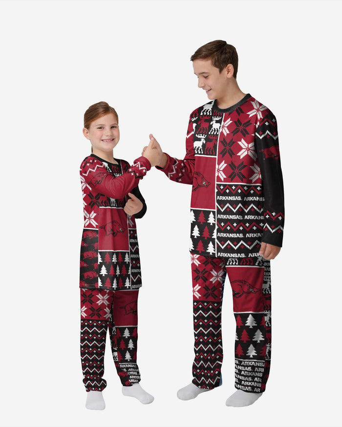 Arkansas Razorbacks Youth Busy Block Family Holiday Pajamas FOCO 4 - FOCO.com