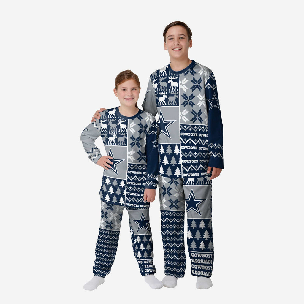 Dallas Cowboys Youth Busy Block Family Holiday Pajamas FOCO 4 - FOCO.com