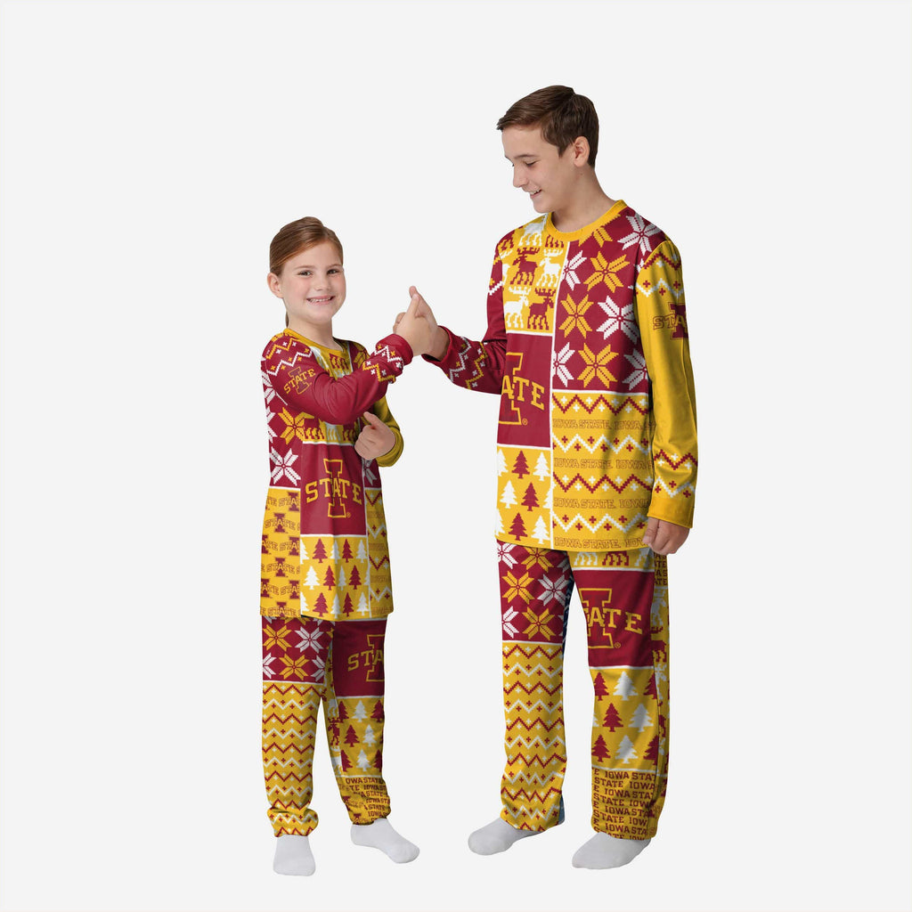 Iowa State Cyclones Youth Busy Block Family Holiday Pajamas FOCO 4 - FOCO.com