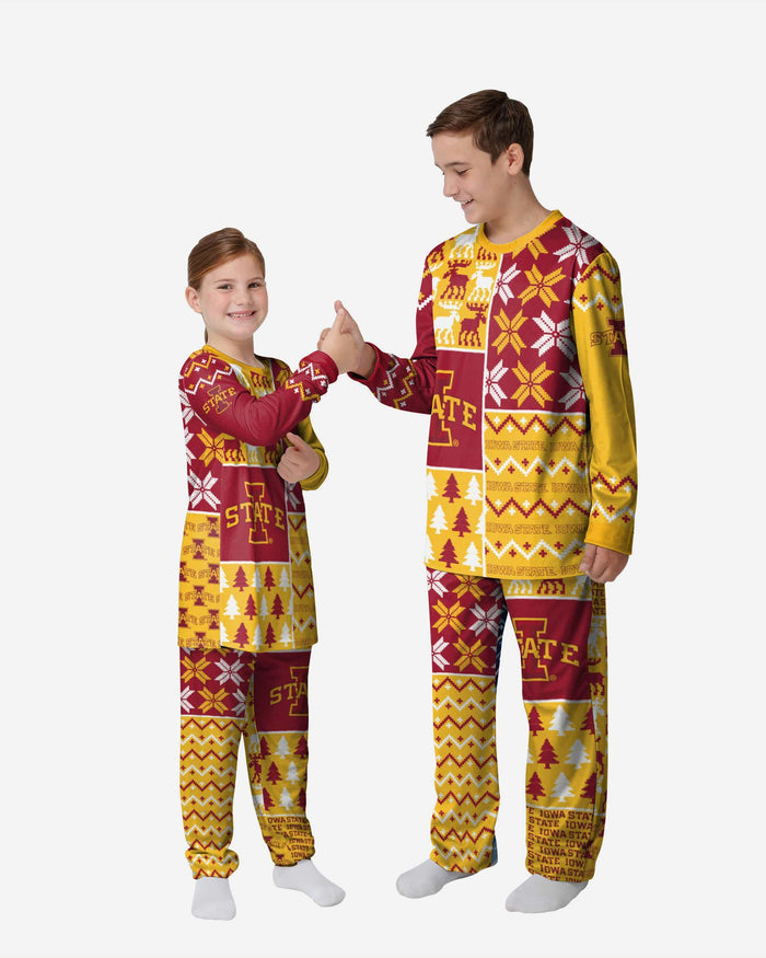 Iowa State Cyclones Youth Busy Block Family Holiday Pajamas FOCO 4 - FOCO.com