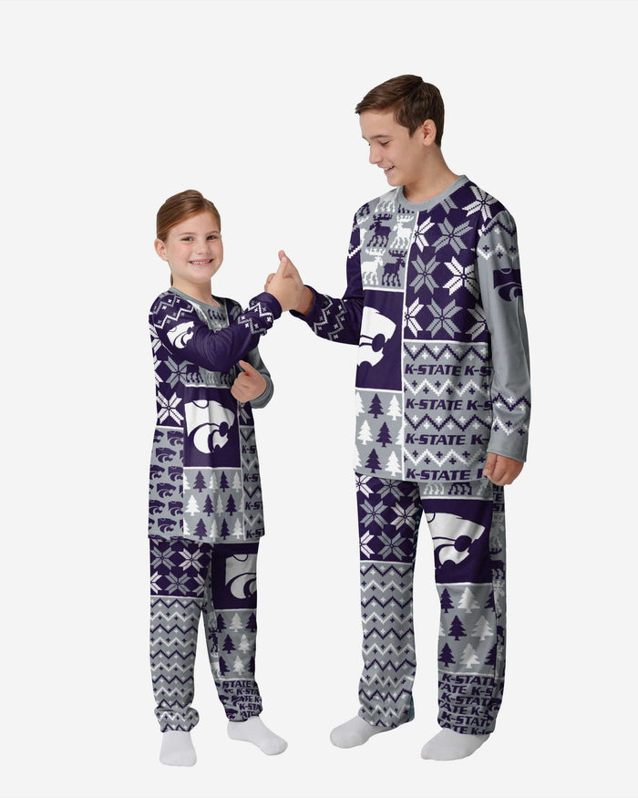 Kansas State Wildcats Youth Busy Block Family Holiday Pajamas FOCO 4 - FOCO.com