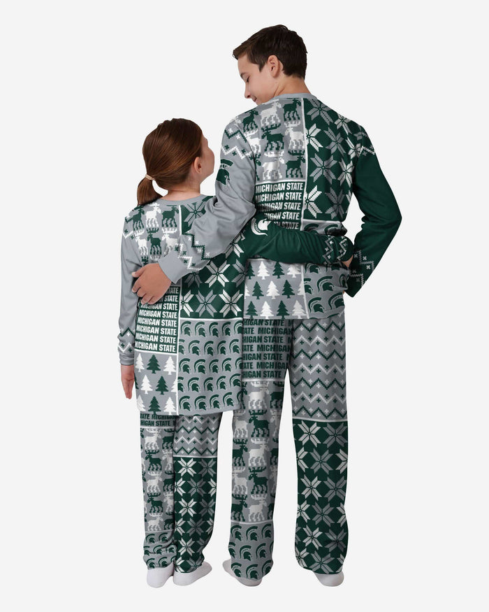 Michigan State Spartans Youth Busy Block Family Holiday Pajamas FOCO - FOCO.com