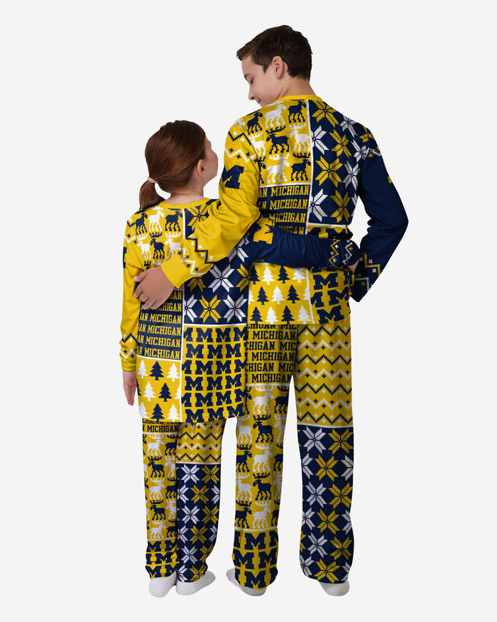 Michigan Wolverines Youth Busy Block Family Holiday Pajamas FOCO - FOCO.com