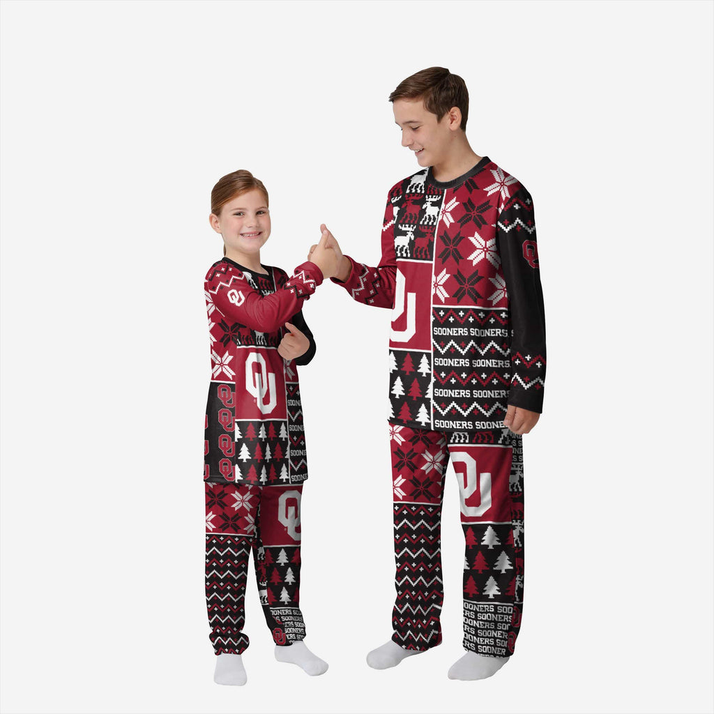 Oklahoma Sooners Youth Busy Block Family Holiday Pajamas FOCO 4 - FOCO.com