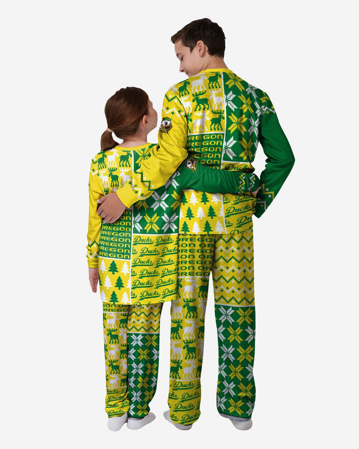 Oregon Ducks Youth Busy Block Family Holiday Pajamas FOCO - FOCO.com