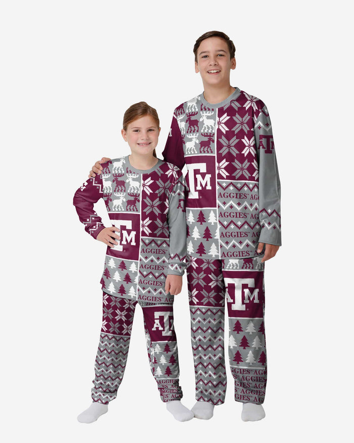 Texas A&M Aggies Youth Busy Block Family Holiday Pajamas FOCO 4 - FOCO.com