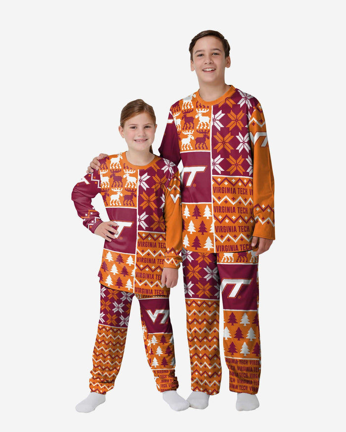 Virginia Tech Hokies Youth Busy Block Family Holiday Pajamas FOCO 4 - FOCO.com