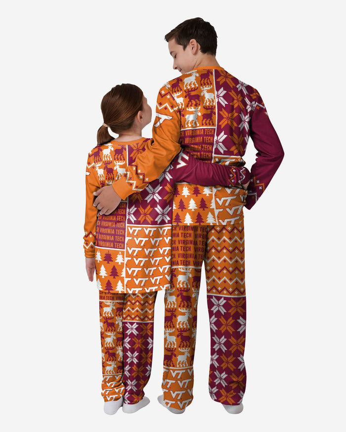 Virginia Tech Hokies Youth Busy Block Family Holiday Pajamas FOCO - FOCO.com