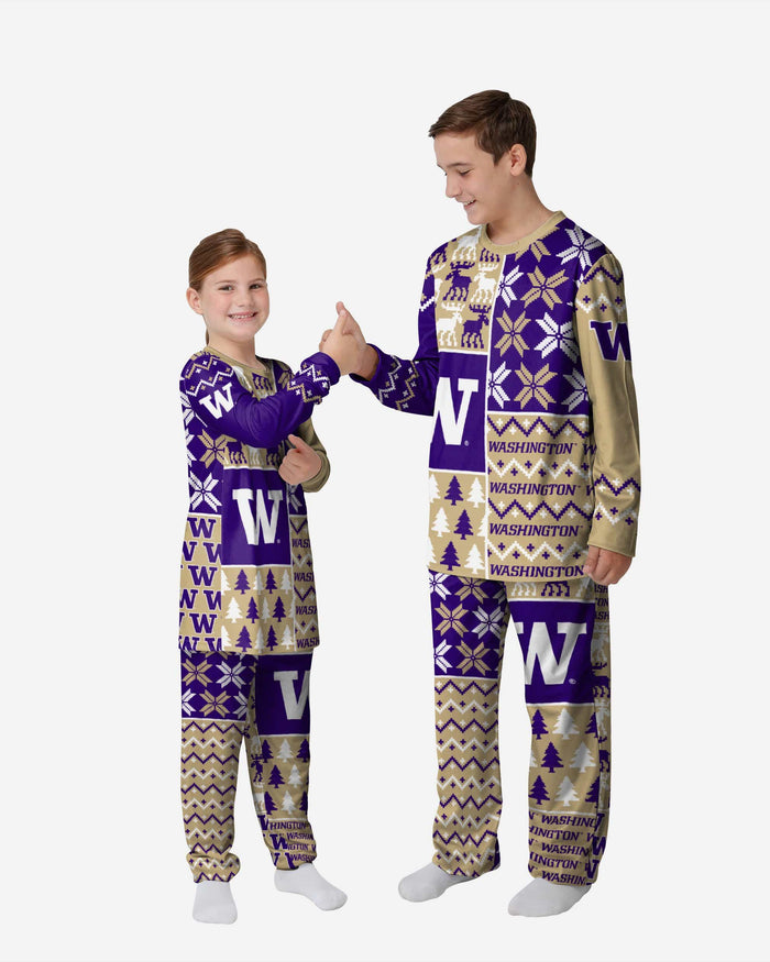 Washington Huskies Youth Busy Block Family Holiday Pajamas FOCO 4 - FOCO.com