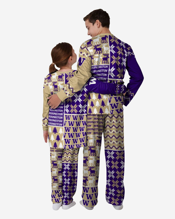 Washington Huskies Youth Busy Block Family Holiday Pajamas FOCO - FOCO.com