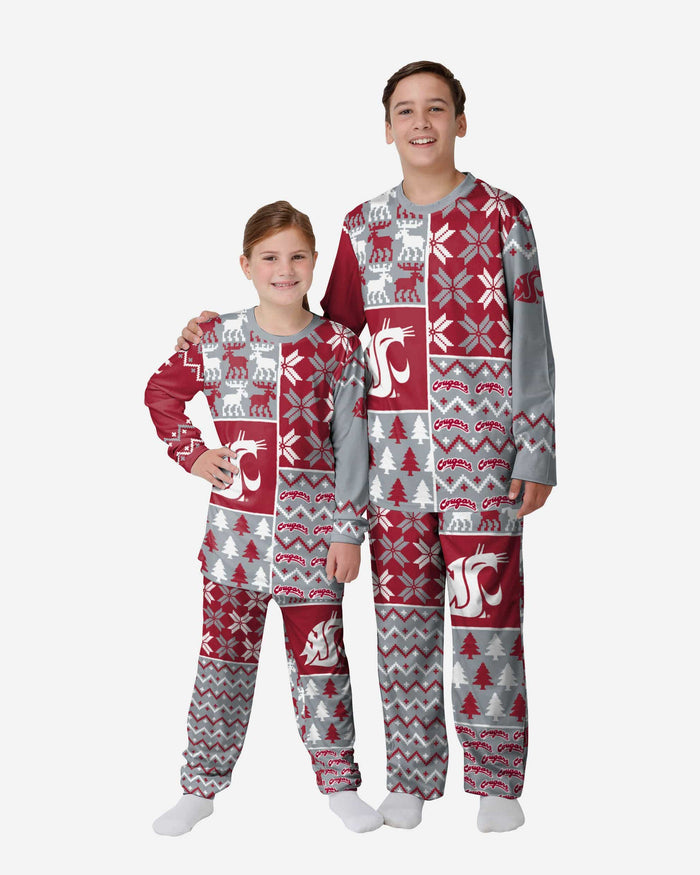 Washington State Cougars Youth Busy Block Family Holiday Pajamas FOCO 4 - FOCO.com