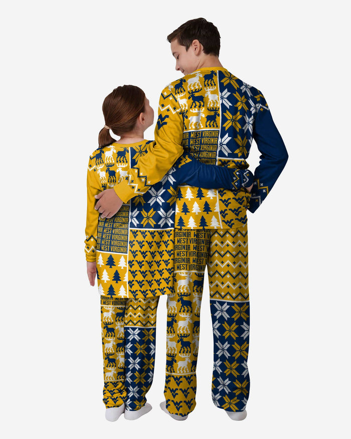 West Virginia Mountaineers Youth Busy Block Family Holiday Pajamas FOCO - FOCO.com