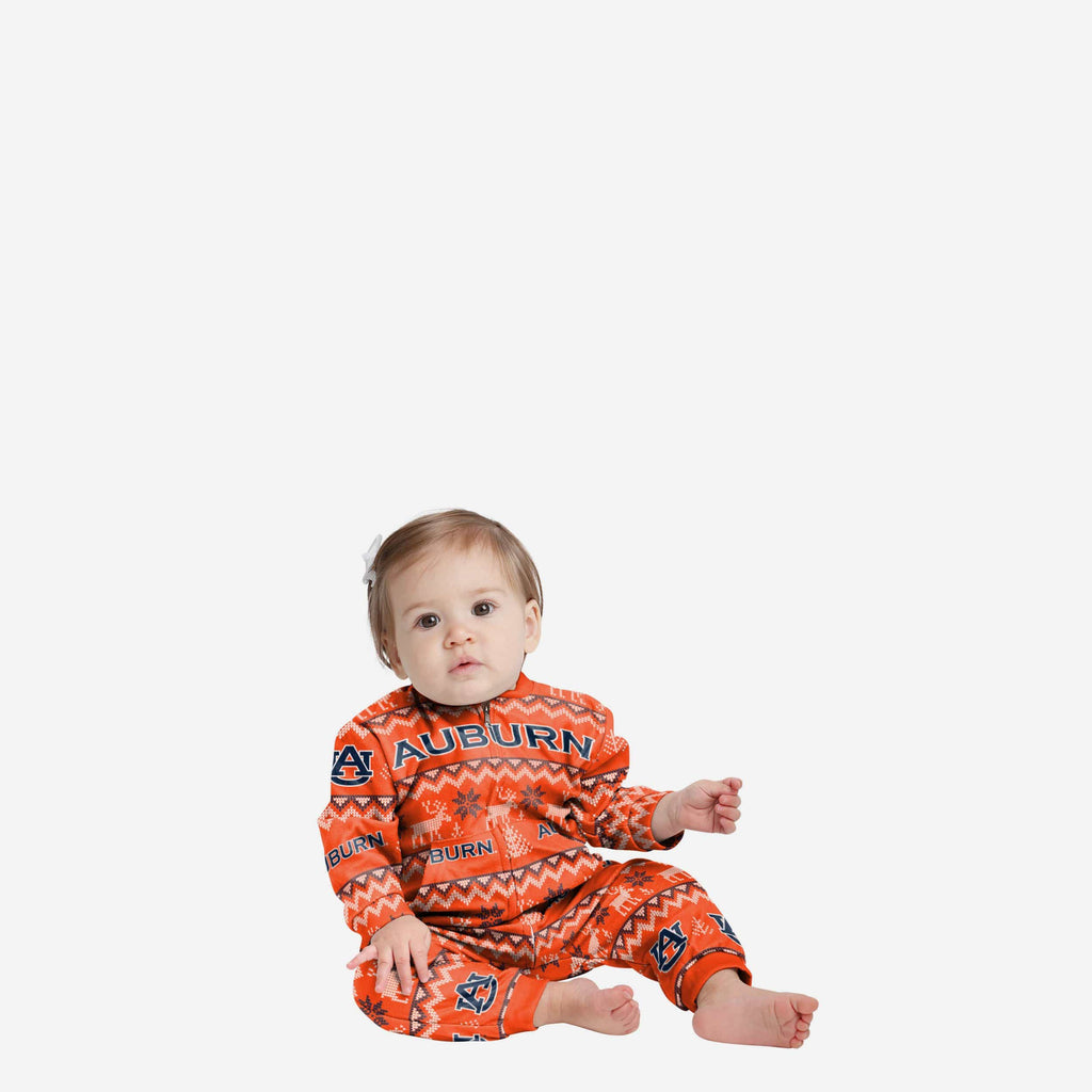 Auburn Tigers Infant Ugly Pattern Family Holiday Pajamas FOCO 12 mo - FOCO.com