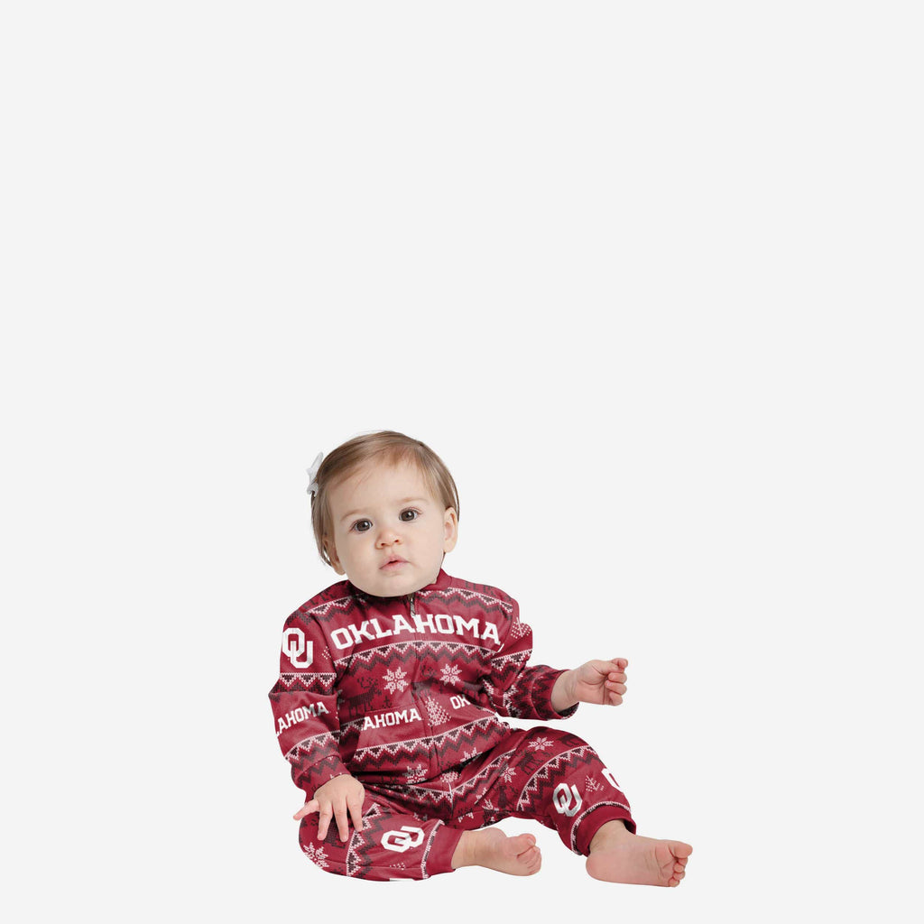 Oklahoma Sooners Infant Ugly Pattern Family Holiday Pajamas FOCO 12 mo - FOCO.com