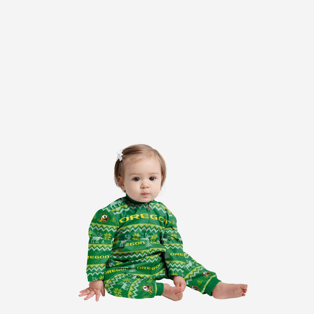 Oregon Ducks Infant Ugly Pattern Family Holiday Pajamas FOCO 12 mo - FOCO.com