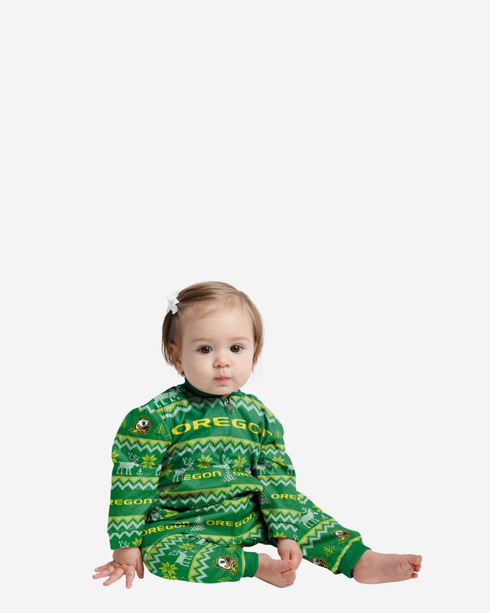Oregon Ducks Infant Ugly Pattern Family Holiday Pajamas FOCO 12 mo - FOCO.com