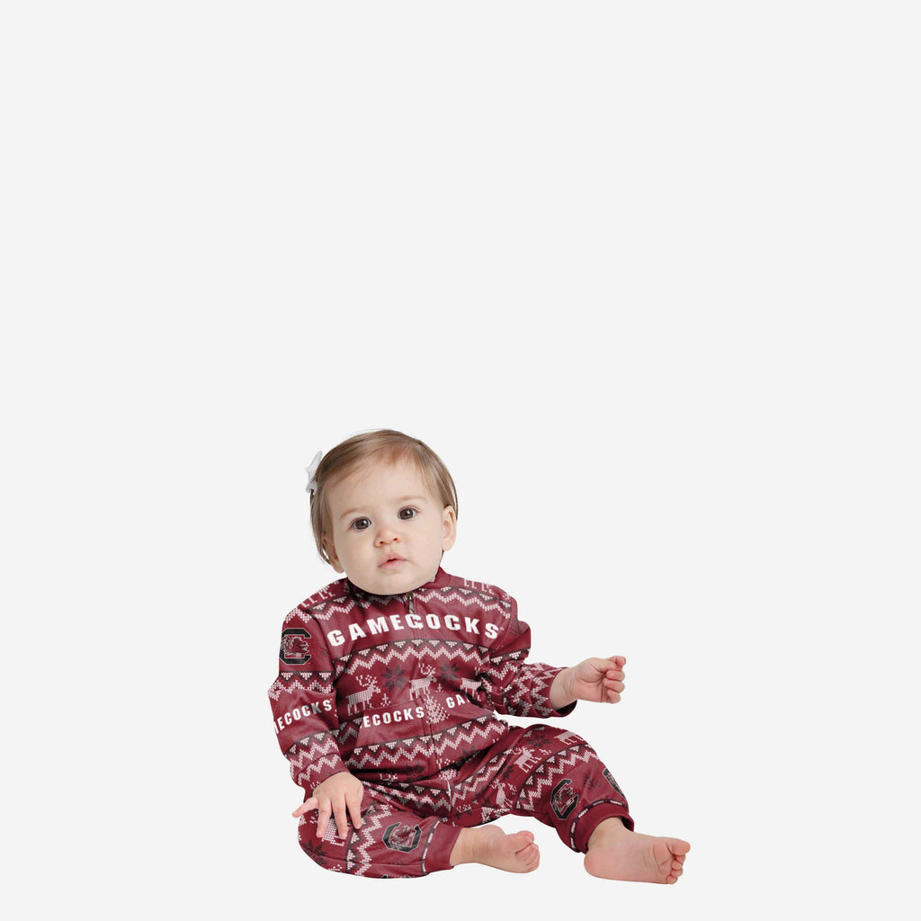 South Carolina Gamecocks Infant Ugly Pattern Family Holiday Pajamas FOCO 12 mo - FOCO.com