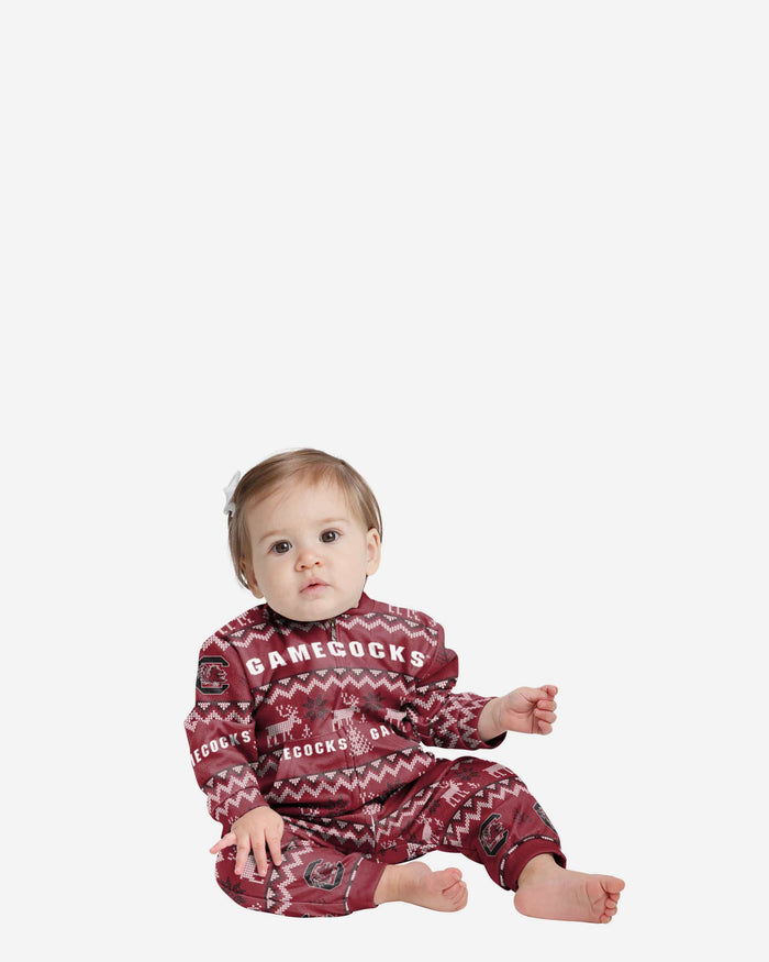 South Carolina Gamecocks Infant Ugly Pattern Family Holiday Pajamas FOCO 12 mo - FOCO.com