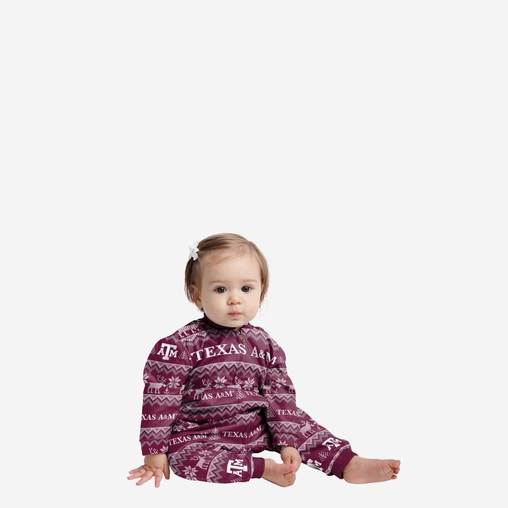 Texas A&M Aggies Infant Ugly Pattern Family Holiday Pajamas FOCO 12 mo - FOCO.com