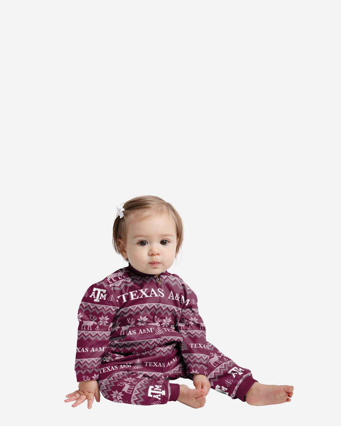 Texas A&M Aggies Infant Ugly Pattern Family Holiday Pajamas FOCO 12 mo - FOCO.com