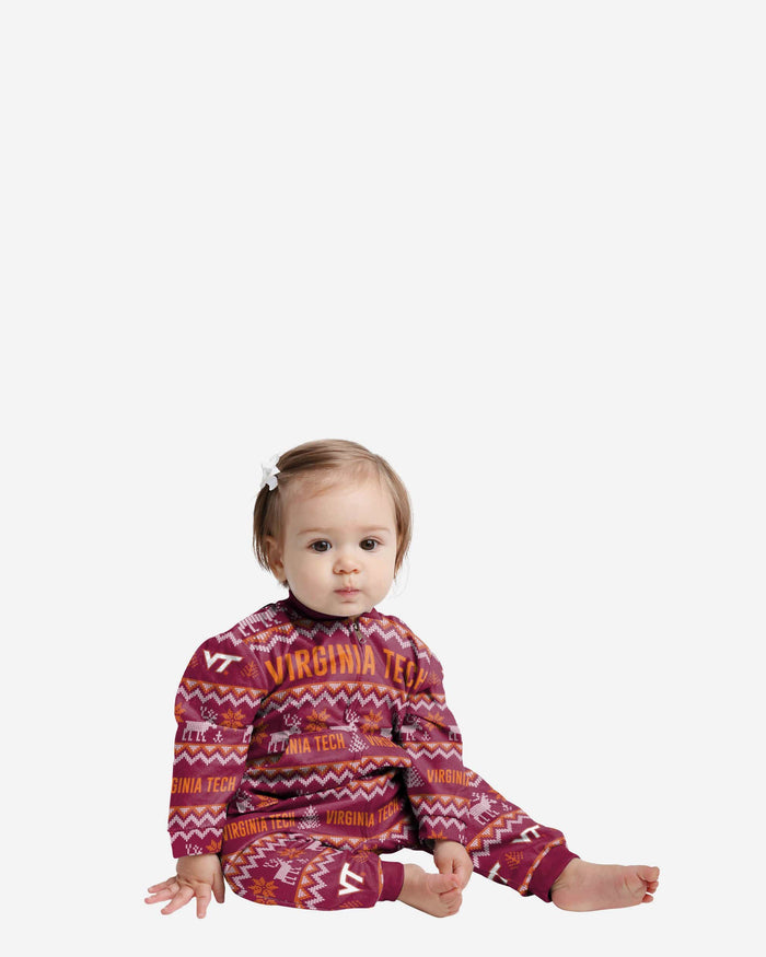 Virginia Tech Hokies Infant Ugly Pattern Family Holiday Pajamas FOCO 12 mo - FOCO.com