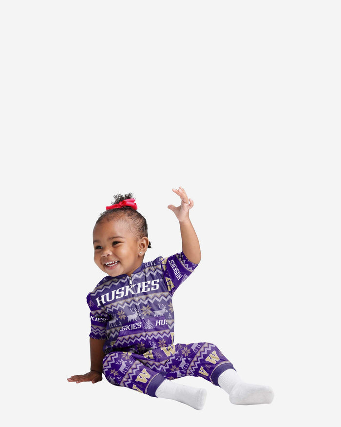 Washington Huskies Infant Ugly Pattern Family Holiday Pajamas FOCO 12 mo - FOCO.com