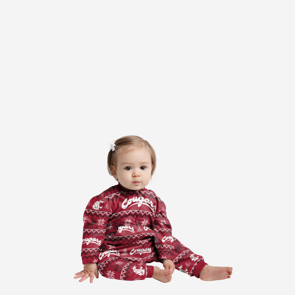 Washington State Cougars Infant Ugly Pattern Family Holiday Pajamas FOCO 12 mo - FOCO.com