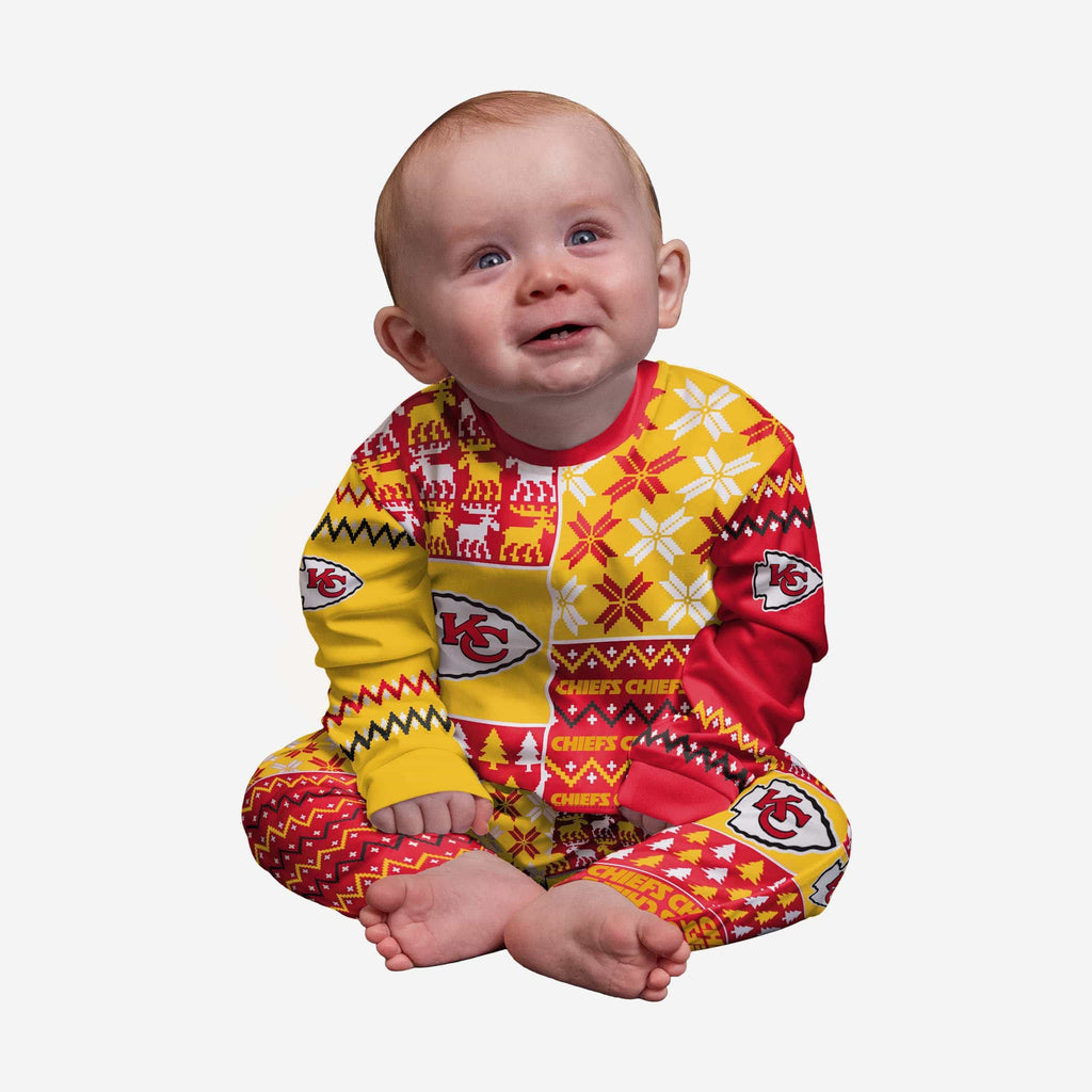 Kansas City Chiefs Infant Busy Block Family Holiday Pajamas FOCO 12 mo - FOCO.com