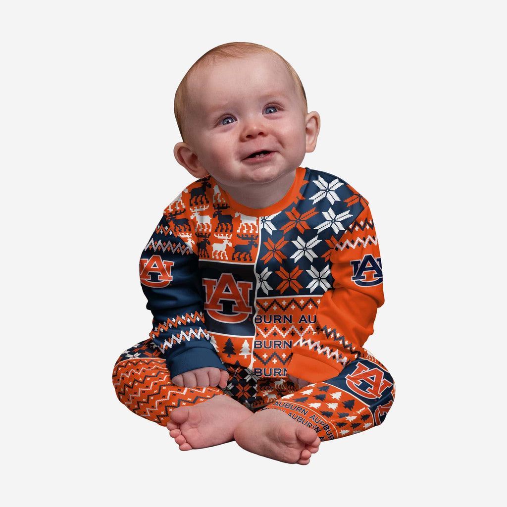 Auburn Tigers Infant Busy Block Family Holiday Pajamas FOCO 12 mo - FOCO.com